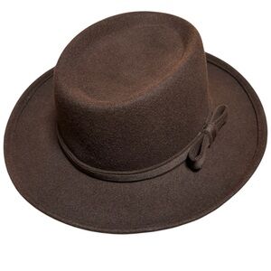 August Hats brown wool wide brim, rounded gambler's hat